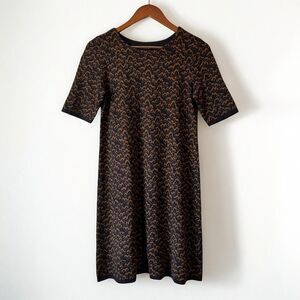 Ann Taylor Wave Sweater Shift Dress Short Sleeve Navy Blue Women's Size Medium